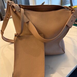 All Saints Beige Leather Shoulder Bag